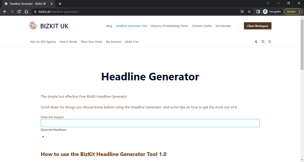 Headline Generator Tool