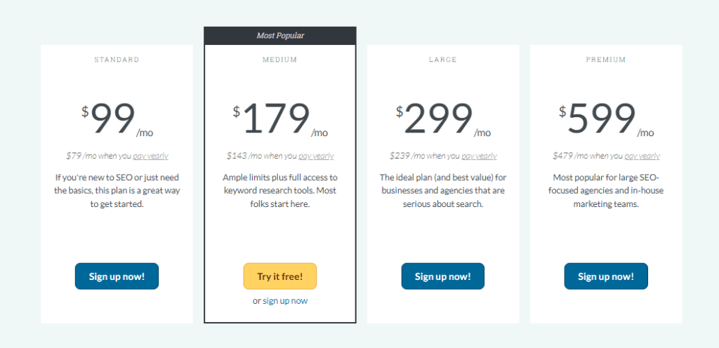 MOZ link explorer pricing